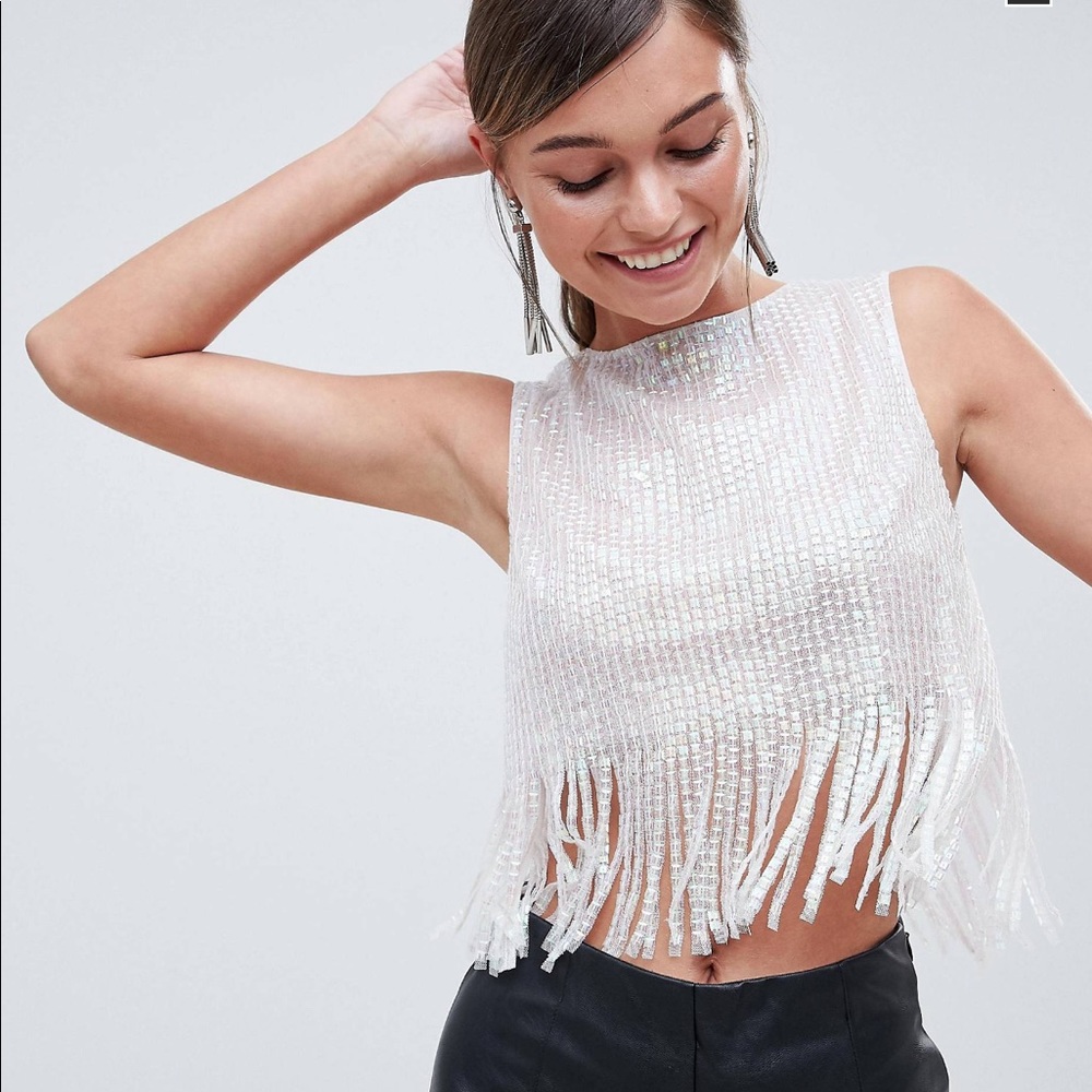 ASOS fringe sequin crop top